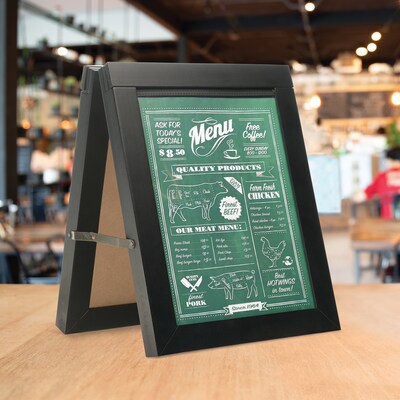 Excello Global Products Double-Sided Tabletop A-Frame Chalkboard and Menu Holder, 11" x 14", Black (EGP-MENU-AFRAME)