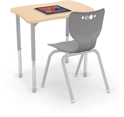 MooreCo Hierarchy Creator Desk, 32W x 22D, Fusion Maple/Platinum Base (703673562935)