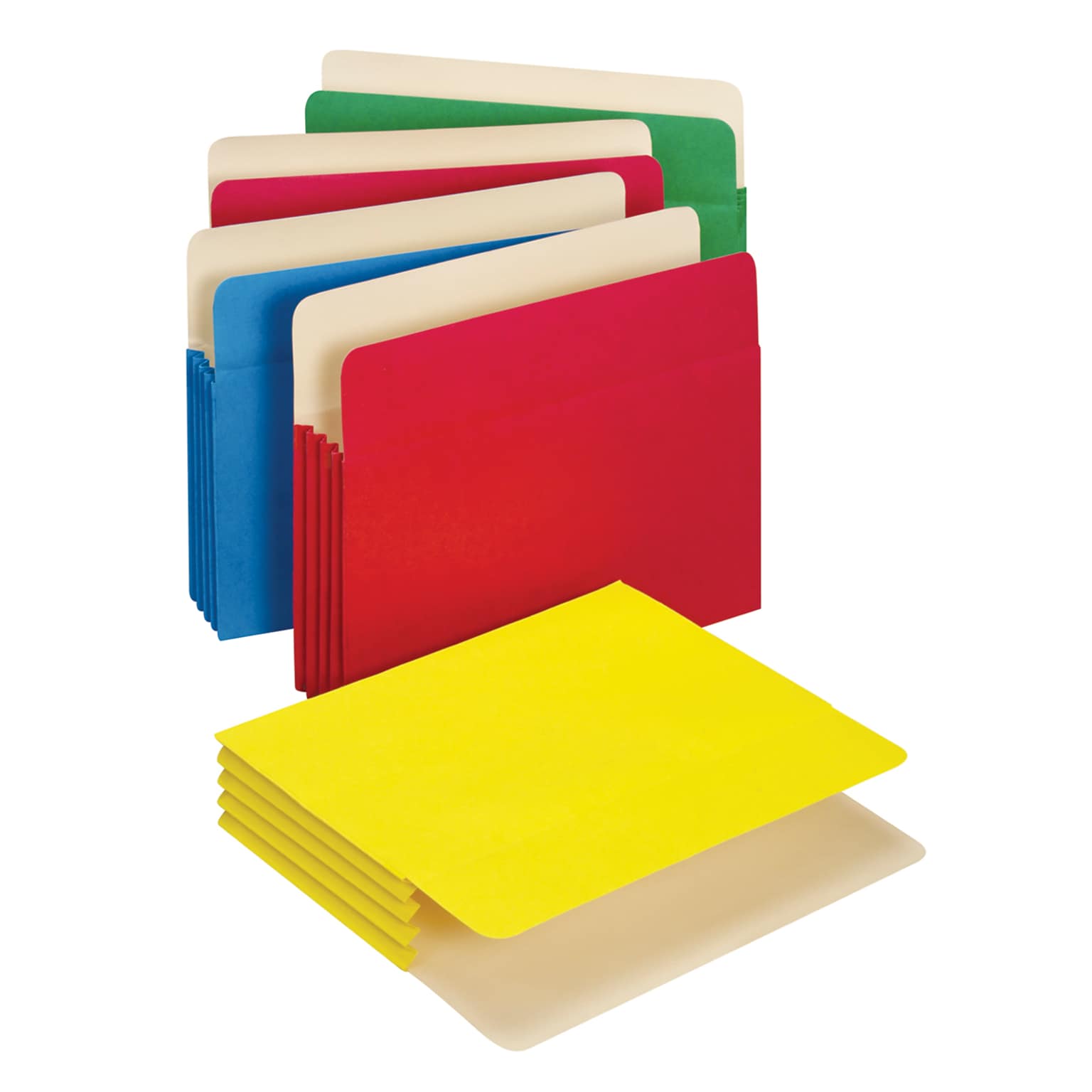 Pendaflex File Pockets, Reinforced, 3 1/2 Expansion, Letter Size, Assorted Colors, 5/Box (51524E5 ASST)