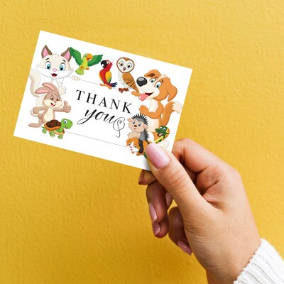 Great Papers Whimisical Animal Pals General Use Thank You Notecard Kits, Multicolored, 24/Pack (2025026)