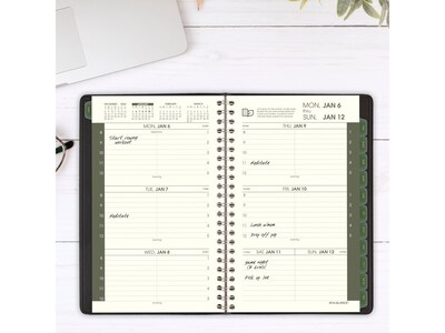 2025 AT-A-GLANCE Recycled 5 x 8 Weekly & Monthly Appointment Book Planner, Faux Leather Cover, Bla