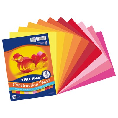 Tru-Ray 9 x 12 Construction Paper, Warm Assorted, 50 Sheets/Pack, 5 Packs/Bundle (PAC102947-5)