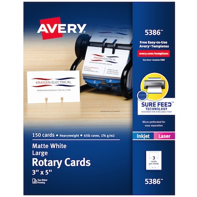 Avery Rotary Cards, White, 150/Box (5386)