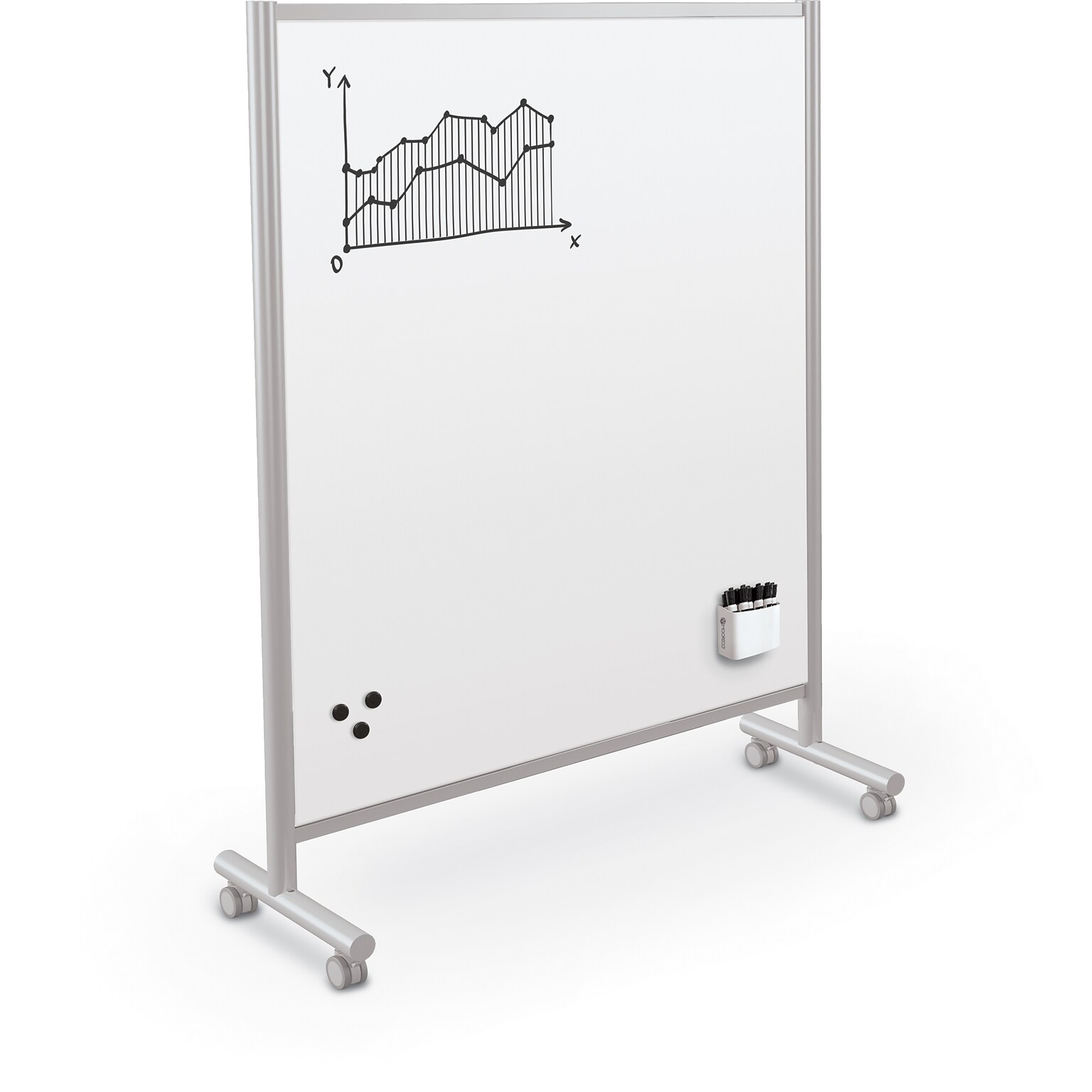 MooreCo Inklud Double Sided Magnetic Mobile Dry Erase Whiteboard, 61.5H x 46W (59094)