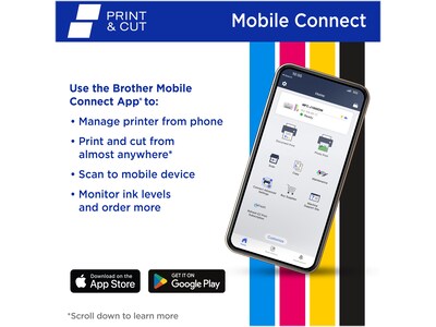 Brother Print & Cut MFC-J1800DW Wireless Color Inkjet Printer, All-In-One, Print, Scan, Copy, Fax