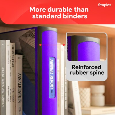 Staples 3" 3-Ring Better Binder, D-Ring, Purple (20246)