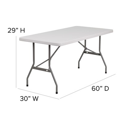 Flash Furniture Kathryn Folding Table, 60" x 30", Granite White (RB3060)