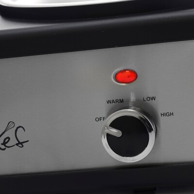 MegaChef Triple 2.5 Quart Slow Cooker, Brushed Silver (938109458M)