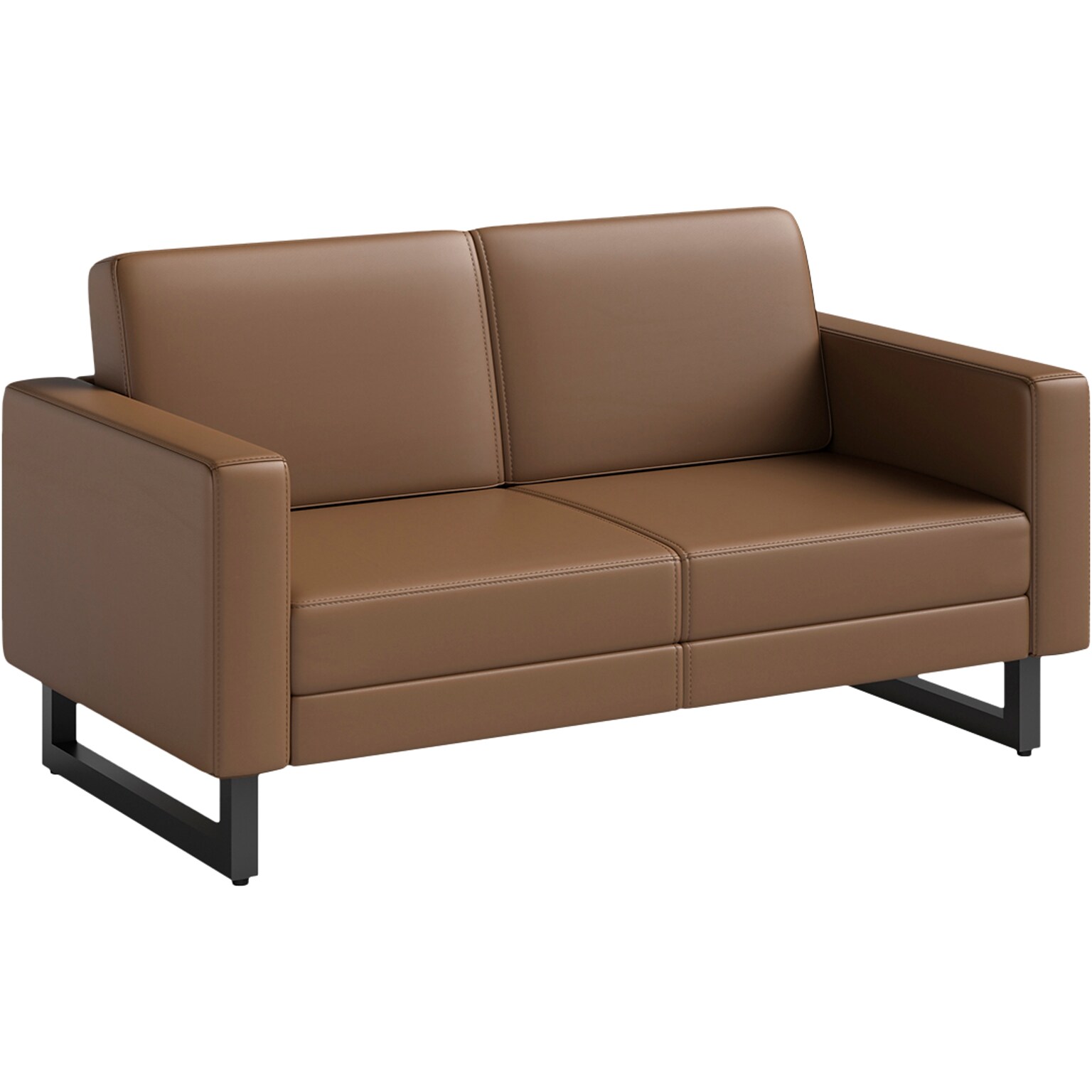 Safco Mirella 54 Vinyl Lounge Settee, Cognac (1731MRL2BLKCOG)