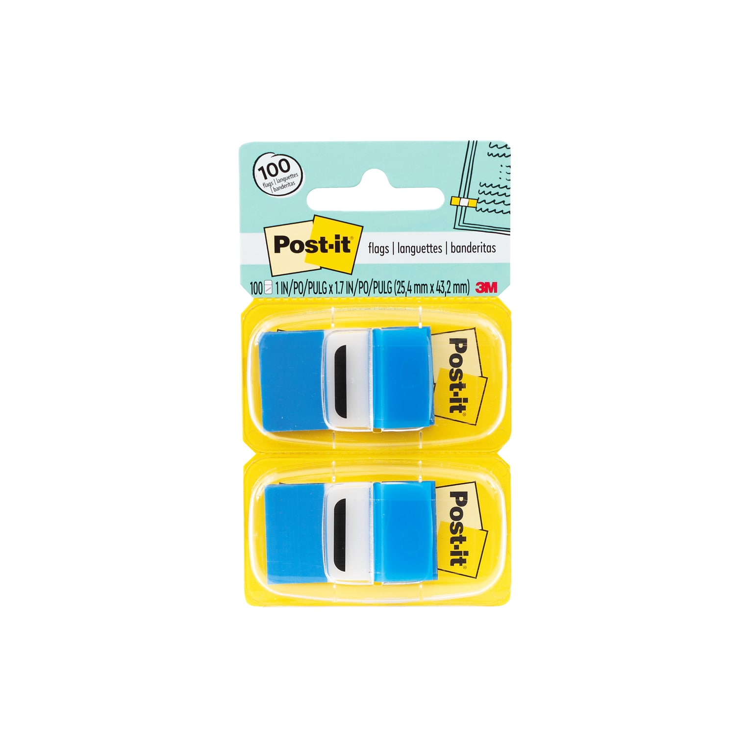 Post-it® Flags Value Pack, 1 x 1.7, Blue, 50 Flags/Dispenser, 12 Dispensers/Box (680-BE12)