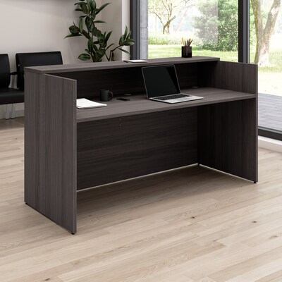 Bush Business Furniture Arrive 72"W Reception Desk with Shelf, Storm Gray (AVD172SGK)
