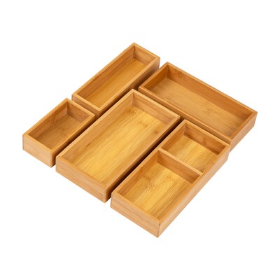 Mind Reader 5-Piece Drawer Organizer Set, Brown (DRORGBM5-BRN)