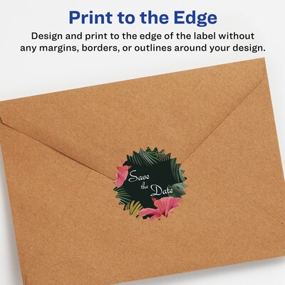 Avery Laser/Inkjet Starburst Waterproof Multipurpose Labels, 3"  Dia, White, 300/Box (94609)