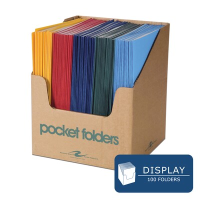 Roaring Spring Paper Products 2-Pocket Portfolio Folders, Assorted Colors, 100/Carton (50200CS)