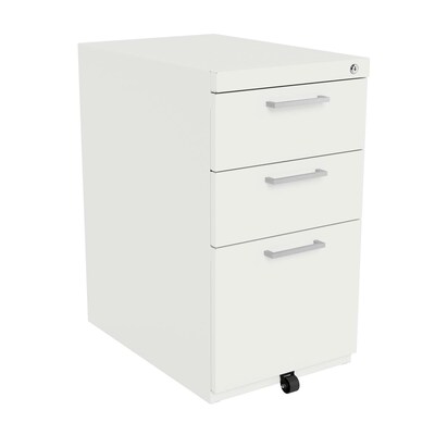 Safco Ready 3-Drawer Mobile File Cabinet, Letter Size, Lockable, 27.5H x 15W x 22.5D, White (REYPEDMO22BBFWHIT6S)