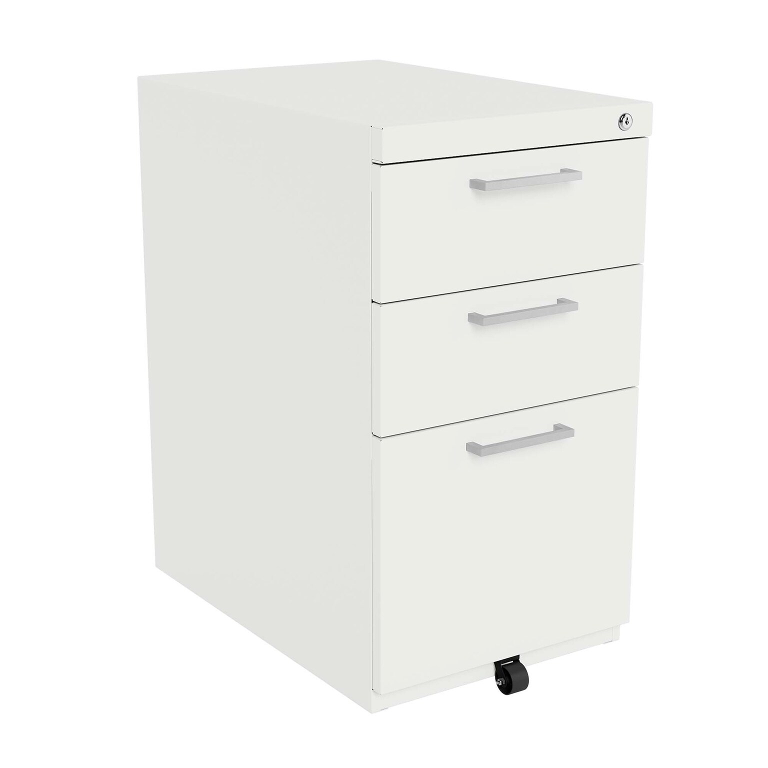 Safco Ready 3-Drawer Mobile File Cabinet, Letter Size, Lockable, 27.5H x 15W x 22.5D, White (REYPEDMO22BBFWHIT6S)