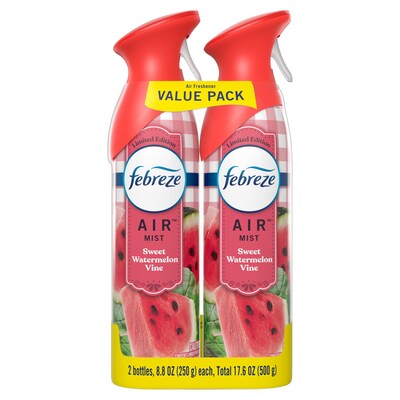 Febreze Air Mist Air Freshener Spray, Sweet Watermelon Vine Scent, 8.8 oz., 2/Pack (11577)