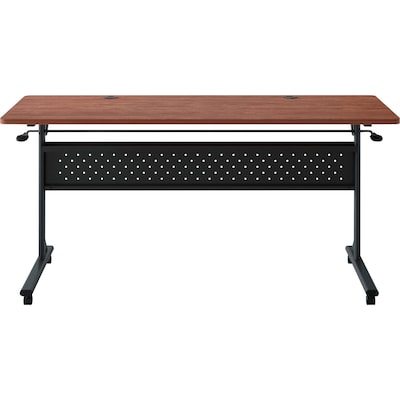 Lorell Shift 2.0 24W x 60D Foldable Flip & Nesting Mobile Table, Laminated, With Wheels, Cherry (LLR60762)