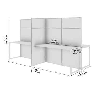 Bush Business Furniture Easy Office 66"H x 119"W 4 Person Back to Back Cubicle Panel Workstation, Natural Elm (EODH660NE-03K)