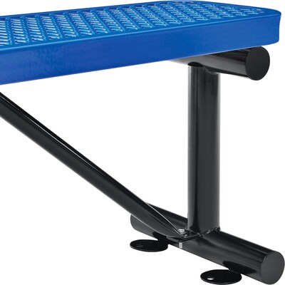 Global Industrial 4' Outdoor Steel Flat Bench, Expanded Metal, Blue (695741BL)