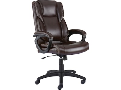 Quill Brand® Kelburne Luxura Faux Leather Computer and Desk Chair, Brown (50870)