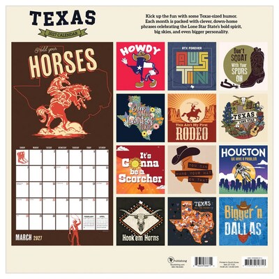 2027 TF Publishing Home: Texas 12" x 12" Monthly Wall Calendar, Multicolored (27-1133)
