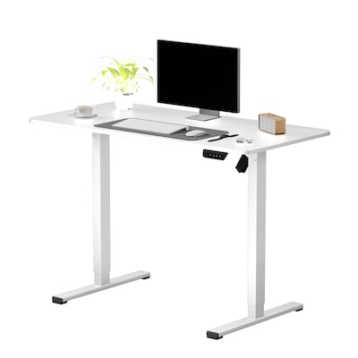 FlexiSpot EC2 48W Electric Rectangular Adjustable Standing Desk, White (EC2W-4824W)