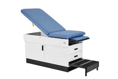 Viva Comfort Slimline Exam Table Base with Leg Rest, Step Stool and Drawers, 420 lbs. Capacity, Blue (ADI996-FBASE-M2-BLU)