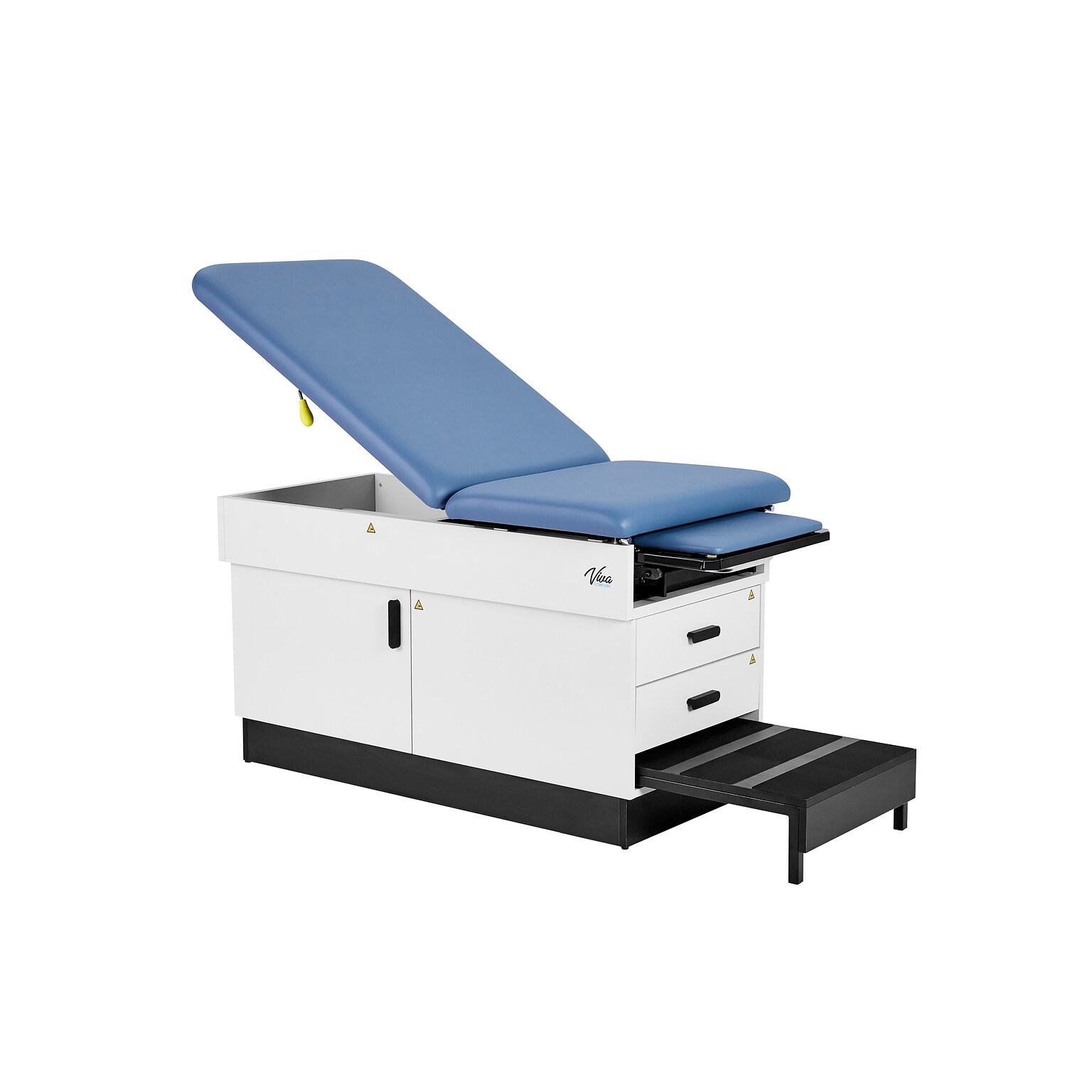 Viva Comfort Slimline Exam Table Base with Leg Rest, Step Stool and Drawers, 420 lbs. Capacity, Blue (ADI996-FBASE-M2-BLU)