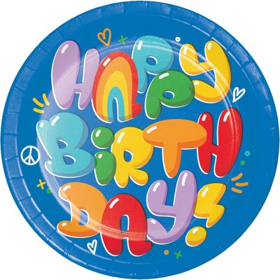 Creative Converting Bubbly Birthday Paper Plates, Multicolored, 32/Pack (DTC365022DPLT)