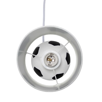 Simple Designs SportsLite Mini Soccer 10.7" LED Table Lamp, White/Black (LT2121-SCR)