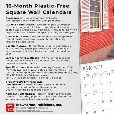 2026 BrownTrout Land of Lincoln Illinois Places 12" x 12" Monthly Wall Calendar (9798330704316)