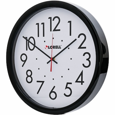 Lorell Self-Set 14-1/2 Quartz Wall Clock, Plastic, Battery Powered (LLR61009)