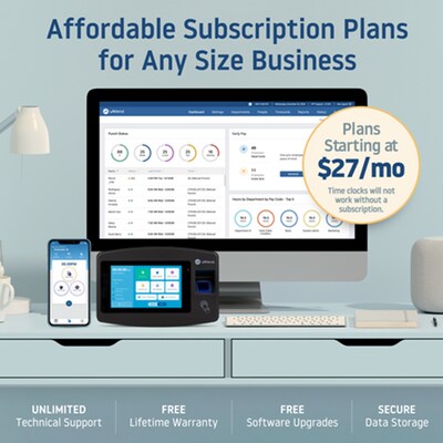 uAttend Biometric Fingerprint Time Clock System, Blue/Black (NX2500)