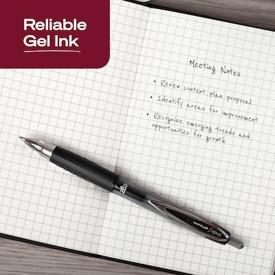 uniball 207 Retractable Gel Pens, Medium Point, 0.7mm, Black Ink, 4/Pack (33960)