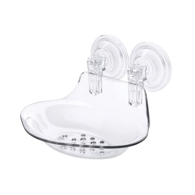 Better Houseware Plastic Suction-Cup Soap Holder, Clear (BTH884)
