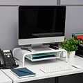 Mind Reader Monitor Stand with Paper Tray, Metal, White (MESHMONSTA-WHT)