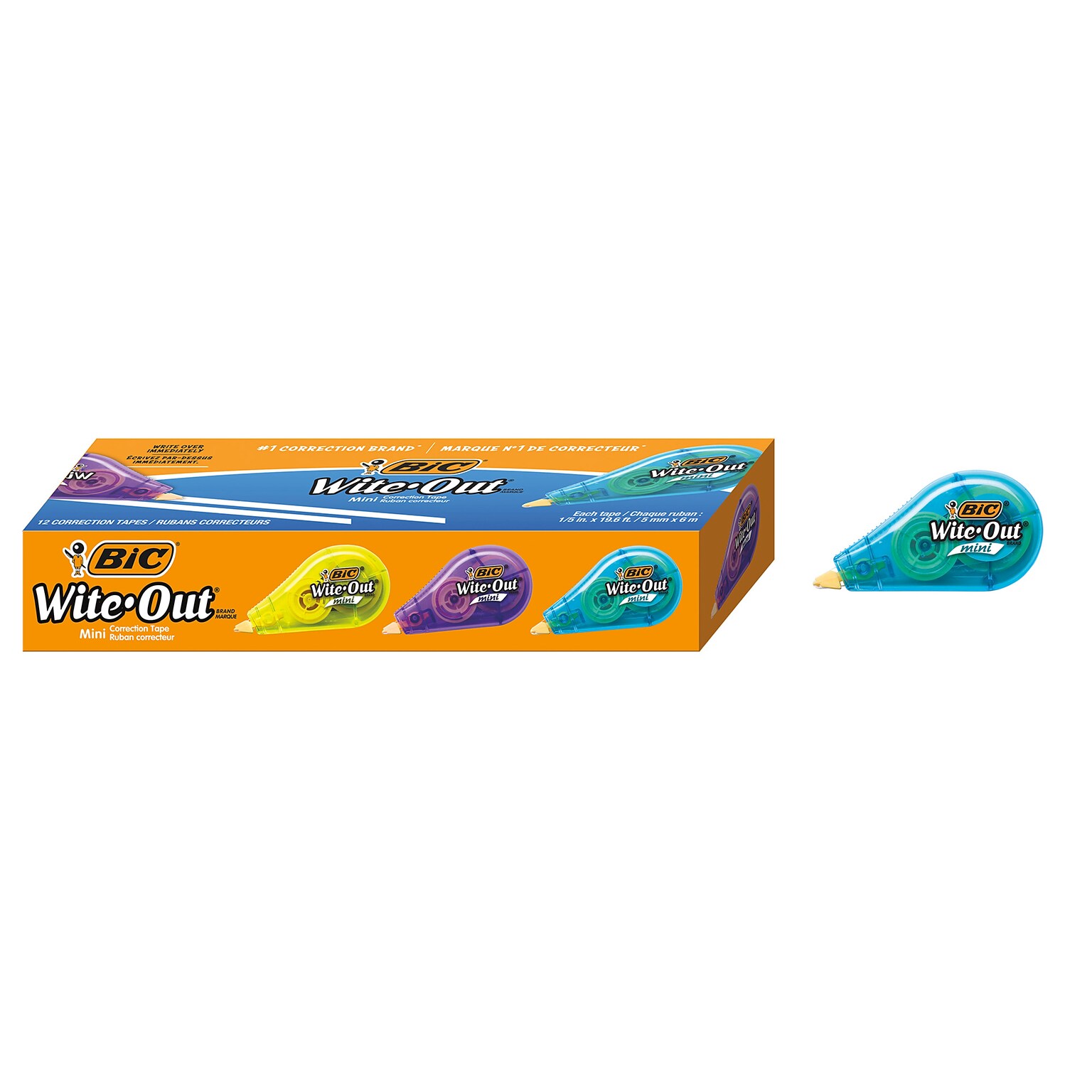 BIC Wite-Out Mini Correction Tape, White, Dozen (WOTM11-WHI)