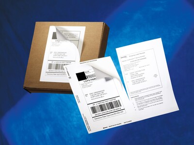 Avery TrueBlock Inkjet Shipping Labels with Paper Receipts, 5-1/16" x 7-5/8", White, 25 Labels/Pack (8127)
