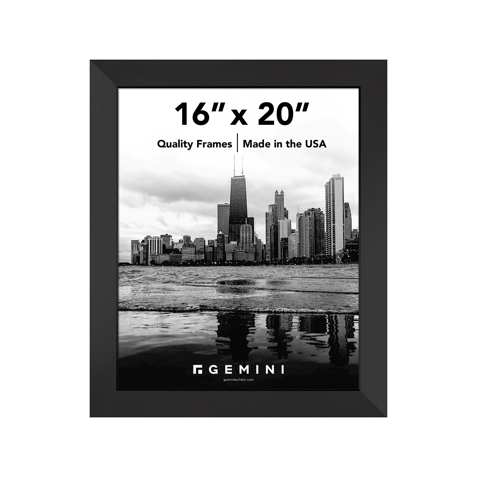 Gemini 16 x 20 Wood Picture Frame, Matte Black (GBLACK 11)