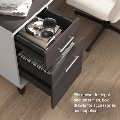 Bush Home Somerset 72" W Office Desk with Drawers and Hutch, Storm Gray (SET018SGWH)