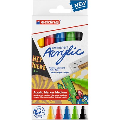 edding 5100 Series Acrylic Paint Marker, Medium Tip, Basic Colors, 5/Pack (EDD451005)