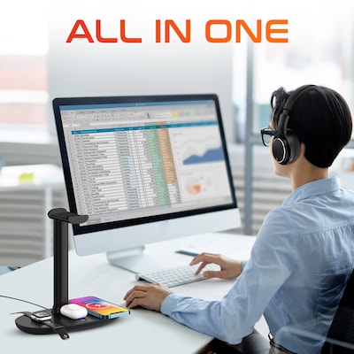 Delton M101 Wireless Active Noise Canceling Bluetooth Stereo Business Headset with HS1 Charging Station, Black (DHSWC1101XD)