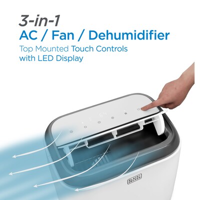 Black & Decker 115-Volt 10,000 BTU (6,000 BTU SACC/CEC) Portable Air Conditioner with Remote, White (BPT06WTB)