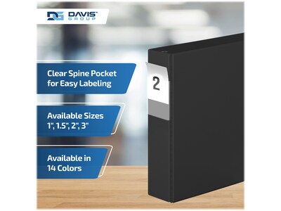 Davis Group Premium Economy 2" 3-Ring Non-View Binders, D-Ring, Black, 6/Pack (2304-01-06)