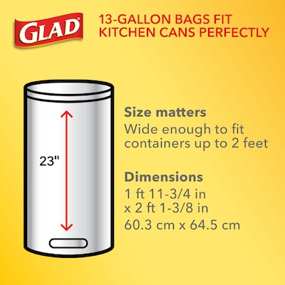 Glad ForceFlex Tall 13 Gallon Kitchen Drawstring Trash Bags, White, 120/Box (78939)