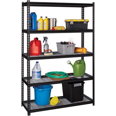 Lorell Wire Deck Shelving, 48W x 18D x 72H, Black (LLR99930)
