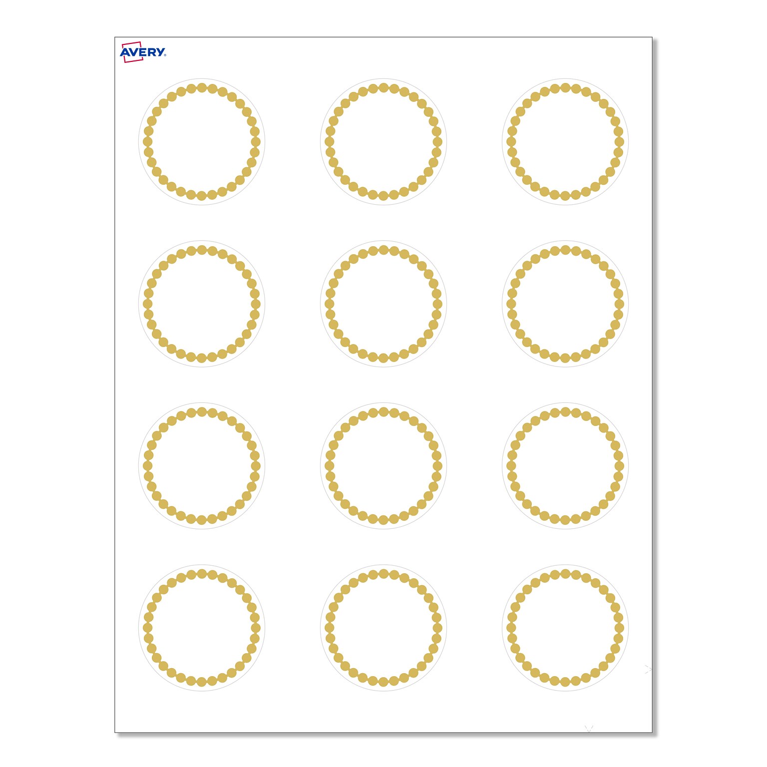 Avery Gold Beads Matte Blank Card, White, 120/Pack (S00-D1K)