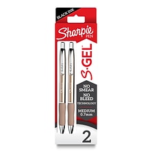 Sharpie S-Gel Champagne Metal Barrel Retractable Gel Pen, Medium Point, Black Ink, 2/Pack (2134918)