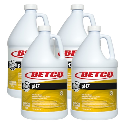 Betco pH7 Floor Cleaner, Lemon Scent, 1 Gal., 4/Carton (1380400CT)